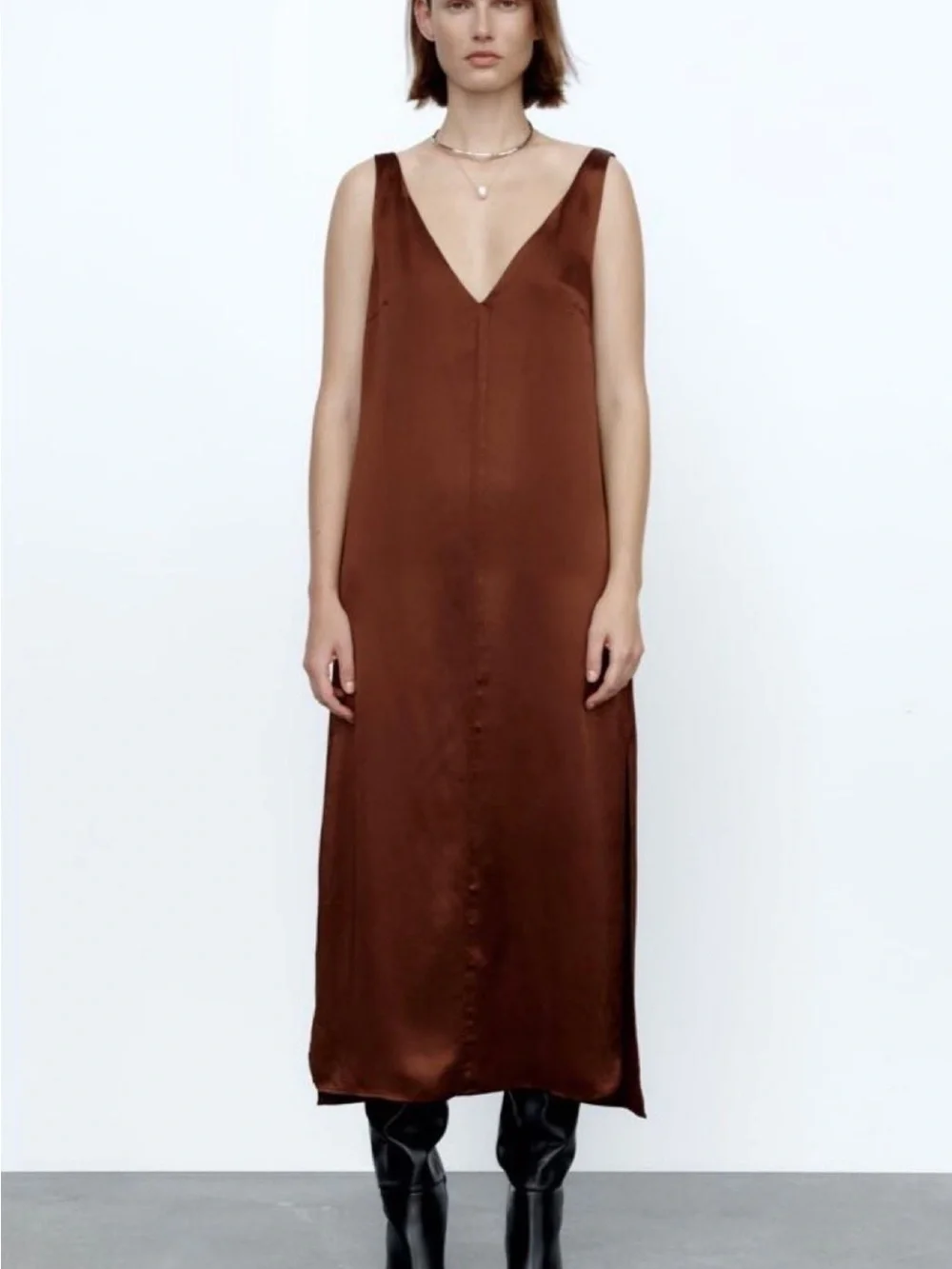 Zara Special Edition Satin Effect Dress NWT - Picture 8 of 8